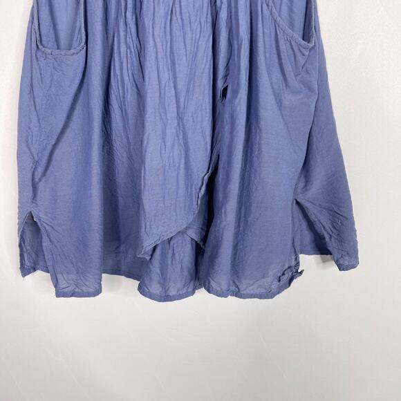 Free People Crochet Tank Top Flutter Open Back Button Front Blue Small S Cotton - Picture 7 of 12